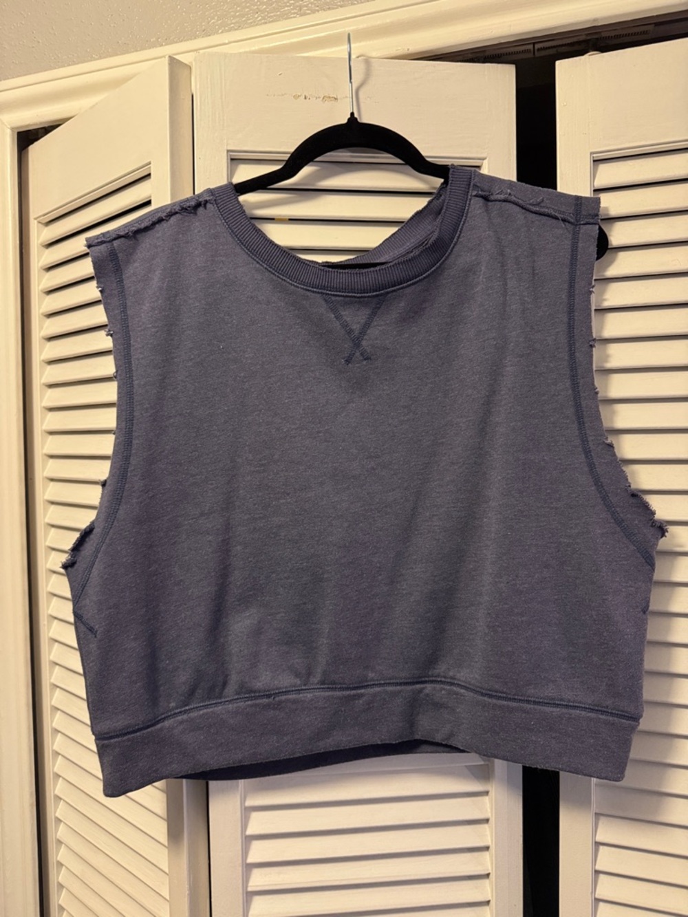FP Movement by Free People Raw-Edge Sleeveless Crop Top - Dusty Blue